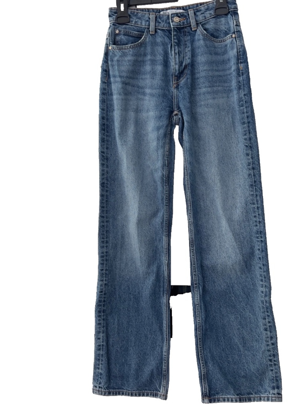 NEW Zara Women's Denim Jeans Mom Jean Fit High Rise Straight Leg Zip Front Sz 2